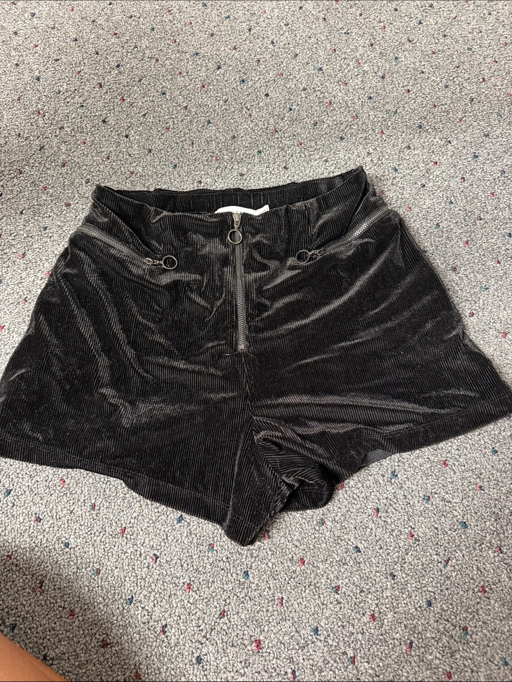 Lush Black High-Waist Corduroy Shorts
